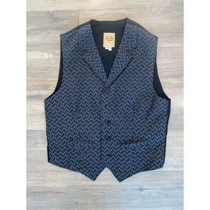 Wah Maker Mens M Black & Silver Geometric Frontier Clothing Vest Made In U.S.A.